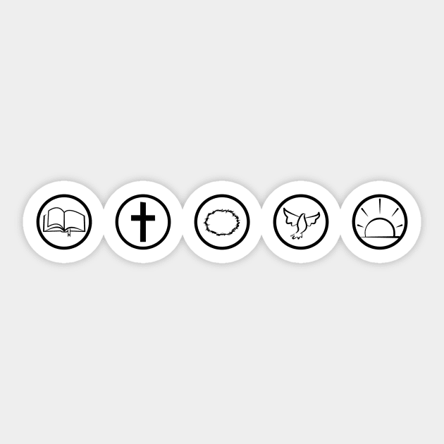 The Five Solas - Minimalist Christian Design Sticker by SpitfireCreates